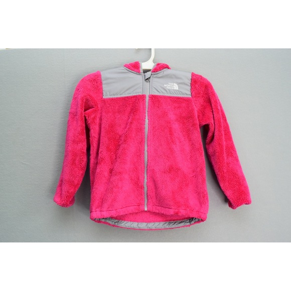 The North Face Oso Kids Pink Fuzzy Fleece Full Zip Hooded Jacket Toddler 5T - Picture 1 of 5